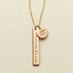 NEW Mama Bear Gold Coin Disc Charm Bar Necklace